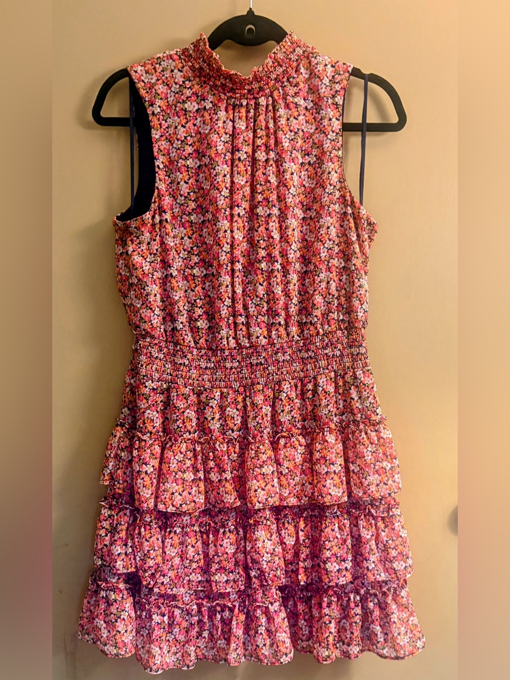 STATE 1 Pink Floral Smocked Tiered Dress